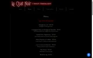 Le Chat Noir French Restaurant website