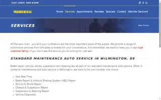 Precision Auto of Wilmington website
