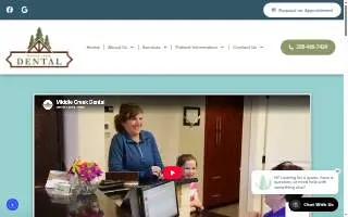 Middle Creek Dental website