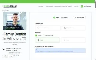 Ideal Dental Arlington website