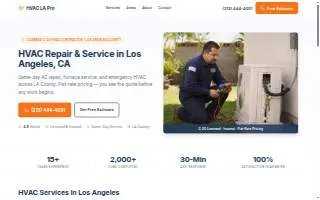 LA HVAC Pro of Los Angeles website