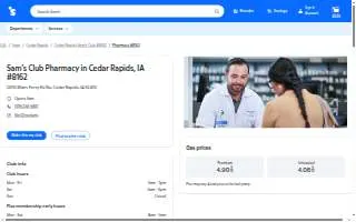 Sam's Club Pharmacy of Cedar Rapids website