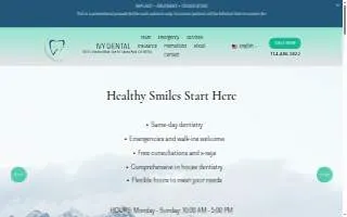 Ivy Dental of Santa Ana website