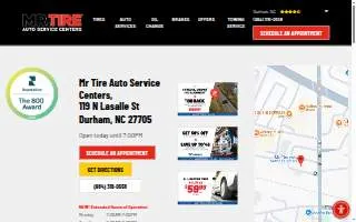 Mr. Tire Auto Service Centers of Durham website