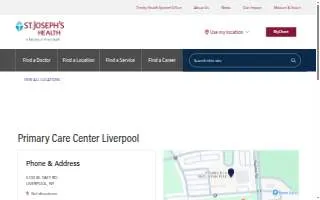 St. Joseph's Health Primary Care Center - Liverpool website