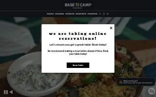 Base Camp Restaurant website