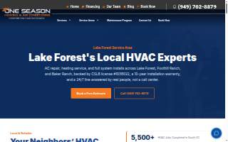 One Season Heating and Air Conditioning website