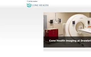 Cone Health Imaging at Drawbridge Parkway website