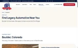 Legacy Automotive of Boulder website