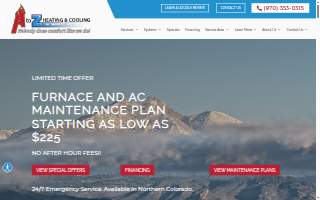 A to Z Heating & Cooling website
