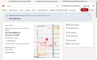 Walgreens Pharmacy at Sarasota Memorial Hospital website