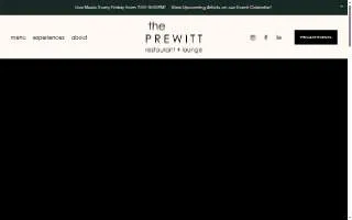 The Prewitt Restaurant + Lounge website