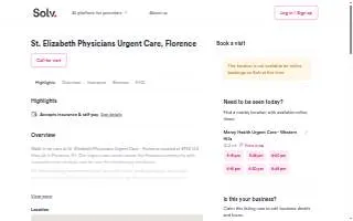 Urgent Care - Florence - St. Elizabeth Physicians website
