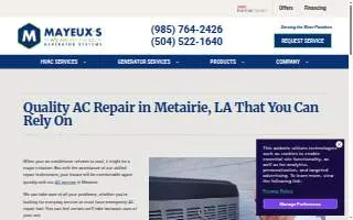 Metairie AC Repair website