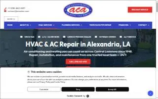 ACA Air Conditioning Heating & Plumbing website