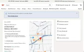 Walgreens of Waltham website