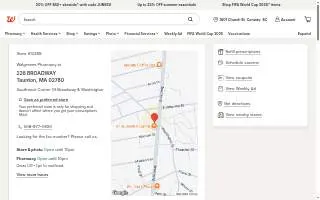 Walgreens Pharmacy of Taunton website