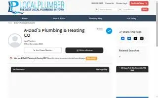 A-Dad's Plumbing & Heating Co website
