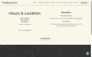 honeygrow of Bowie website