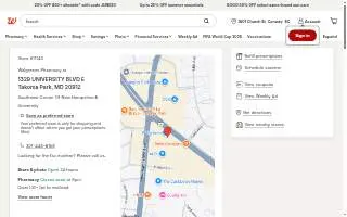 Walgreens Pharmacy of Takoma Park website