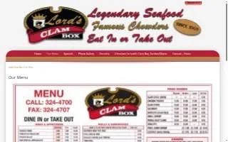 Lords Clam Box website