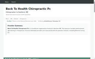Back to Health Chiropractic PC website