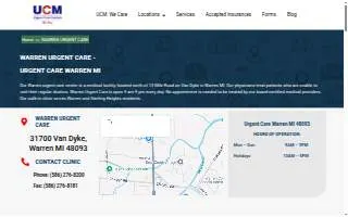 Warren Urgent Care website