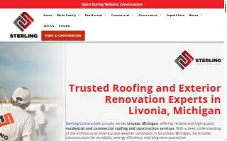 Sterling Construction and Roofing website