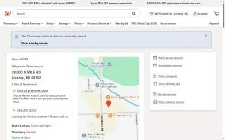 Walgreens Pharmacy of Livonia website