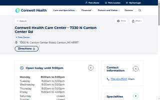 Corewell Health Care Center - 7330 N Canton Center Rd