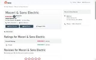 Moceri & Sons Electric website