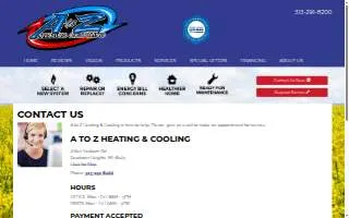 A To Z Total Heating & Cooling website
