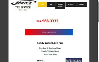 Shaw's Tax Service website