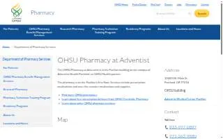 OHSU Pharmacy at Adventist, East Portland website