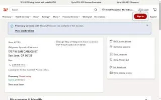 Walgreens Specialty Pharmacy of San Jose website