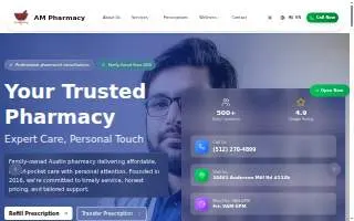 AM Pharmacy of Austin website