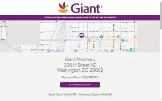 Giant Pharmacy of Washington website