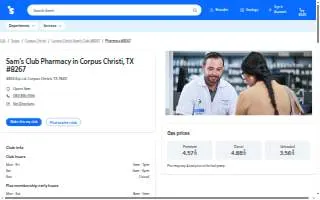 Sam's Club Pharmacy of Corpus Christi website