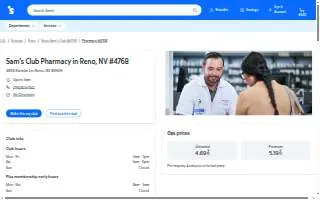 Sam's Club Pharmacy of Reno website