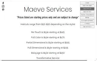 Maeve Salon and Color Bar website