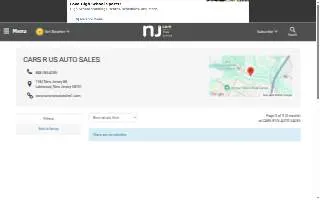 Cars R Us Auto Sales website