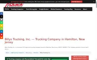 Billy's Trucking Inc of Hamilton website