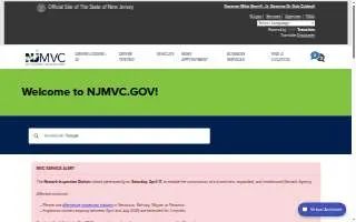 New Jersey Motor Vehicle Commission of East Orange website