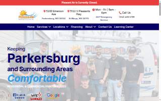 Pleasant Air HVAC website