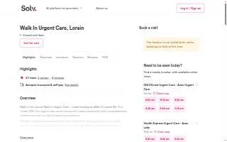 Walk In Urgent Care of Lorain website