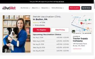 PetVet Vaccination Clinic of Butler website