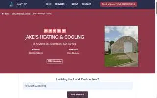 Jake's Heating & Cooling of Aberdeen website