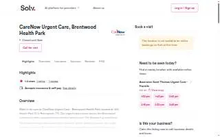 CareNow Urgent Care - Brentwood Health Park website