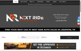Next Ride Auto Sales of Lebanon website