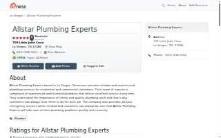 Allstar Plumbing Experts website